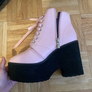 Hot Topic Pink and black platforms boots